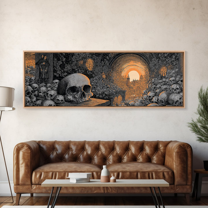 The Endless Catacombs, Extra Wide Wall Art, Dark Halloween Decor, Canvas Print, Halloween Wall Decor, Gothic Home Decor