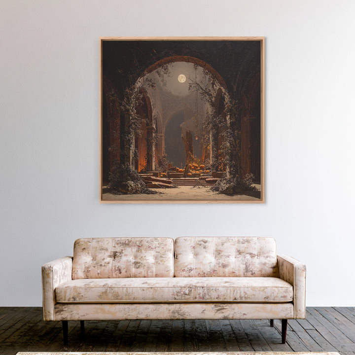 The Overgrown Chapel, Square Wall Art, Spooky Home Decor, Canvas Print, Halloween Wall Decor, Gothic Home Decor, Spooky Wall Decor