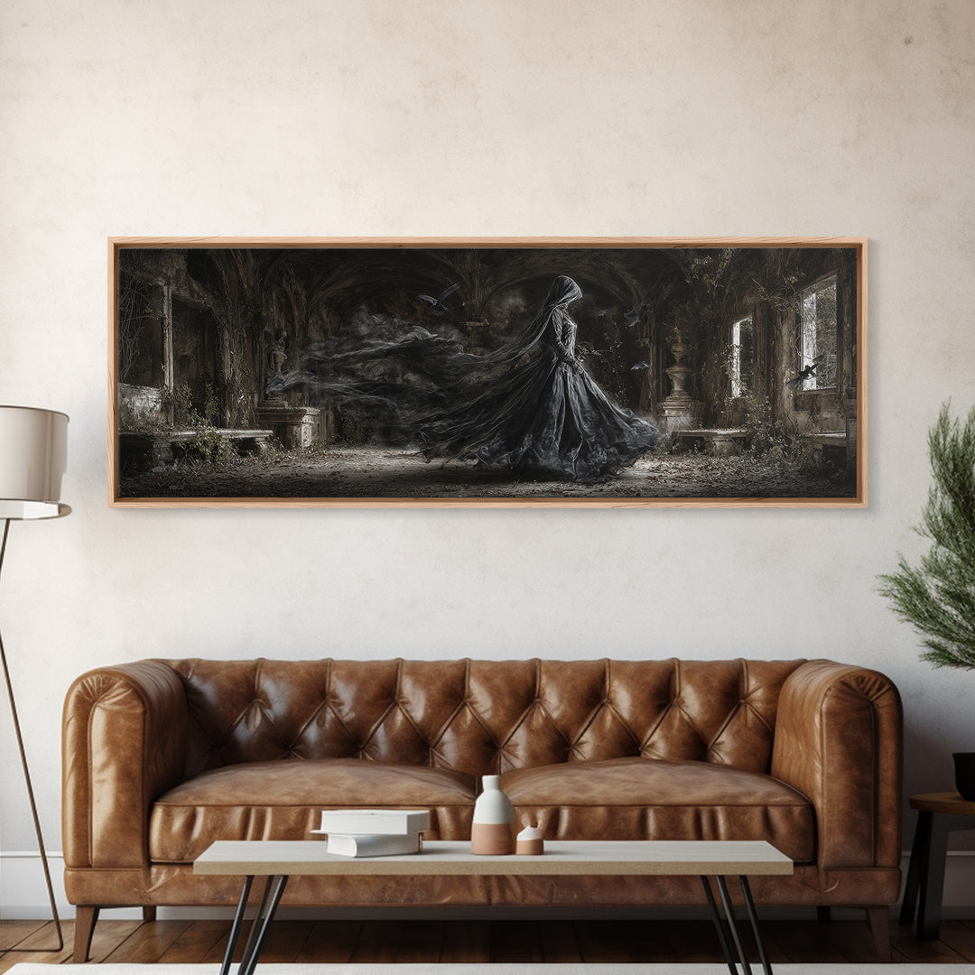 The Derelict Asylum, Extra Wide Wall Art, Spooky Home Decor, Canvas Print, Halloween Wall Decor, Gothic Home Decor, Collectible Wall Decor