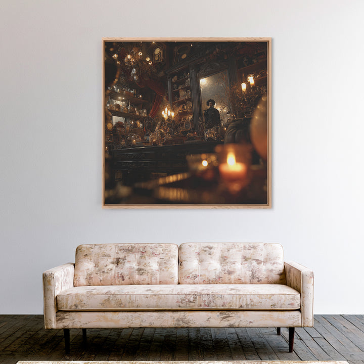 The Midnight Antique Shop, Square Wall Art, Haunted Gothic Art, Framed Canvas Print, Halloween Wall Decor, Gothic Home Decor