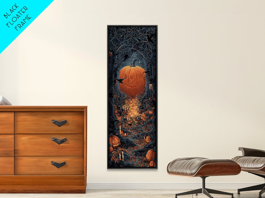 The Pumpkin Patch Maze, Tall Narrow Wall Art, Dark Halloween Decor, Canvas Print, Halloween Wall Decor, Gothic Home Decor, Macabre Wall Art