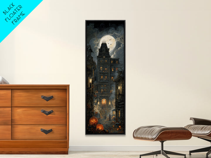 The Haunted Hotel, Tall Narrow Wall Art, Spooky Home Decor, Canvas Print, Halloween Wall Decor, Gothic Home Decor, Macabre Wall Art