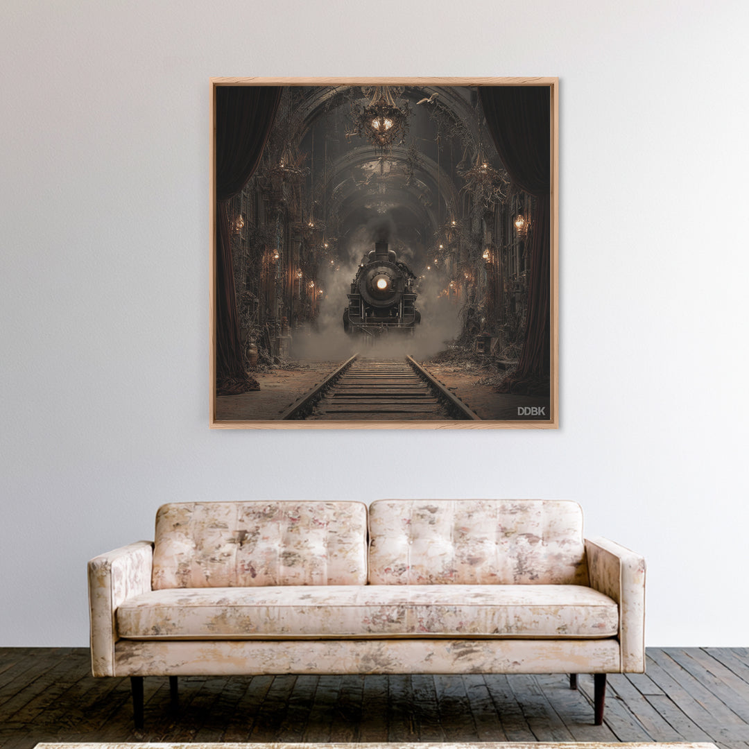 The Abandoned Train Station, Square Wall Art, Spooky Home Decor, Canvas Print, Halloween Wall Decor, Gothic Home Decor, Spooky Wall Decor