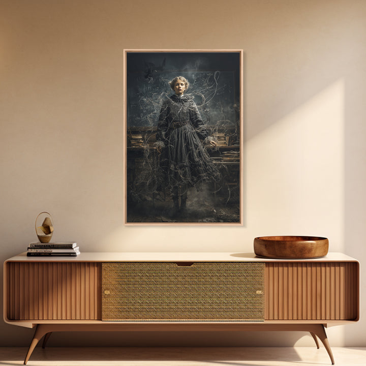 The Silent Schoolhouse, Vertical Wall Art, Gothic Horror Wall Art, Framed Canvas Print, Halloween Wall Decor, Gothic Home Decor