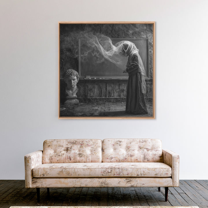 The Silent Schoolhouse, Square Wall Art, Gothic Horror Wall Art, Framed Canvas Print, Halloween Wall Decor, Gothic Home Decor