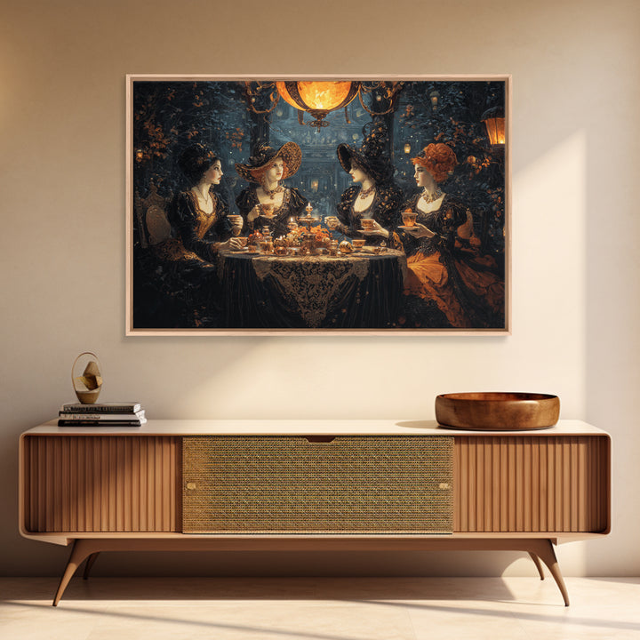 The Witches' Tea Party, Landscape Wall Art, Dark Fantasy Wall Art, Canvas Print, Halloween Wall Decor, Gothic Home Decor