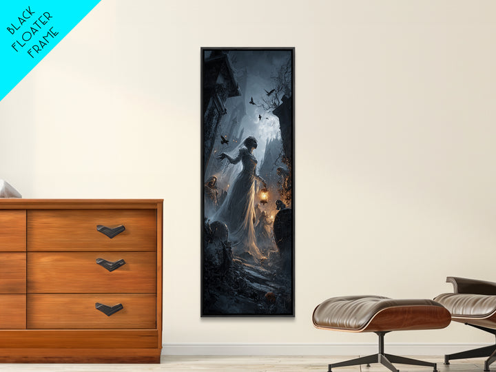 The Ghost Wedding, Tall Narrow Wall Art, Dark Fantasy Wall Art, Canvas Print, Halloween Wall Decor, Gothic Home Decor, Halloween Wall Art