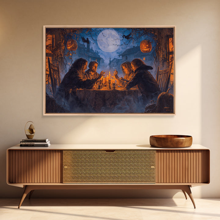 The Candlelit Seance, Landscape Wall Art, Gothic Horror Wall Art, Framed Canvas Print, Halloween Wall Decor, Gothic Home Decor