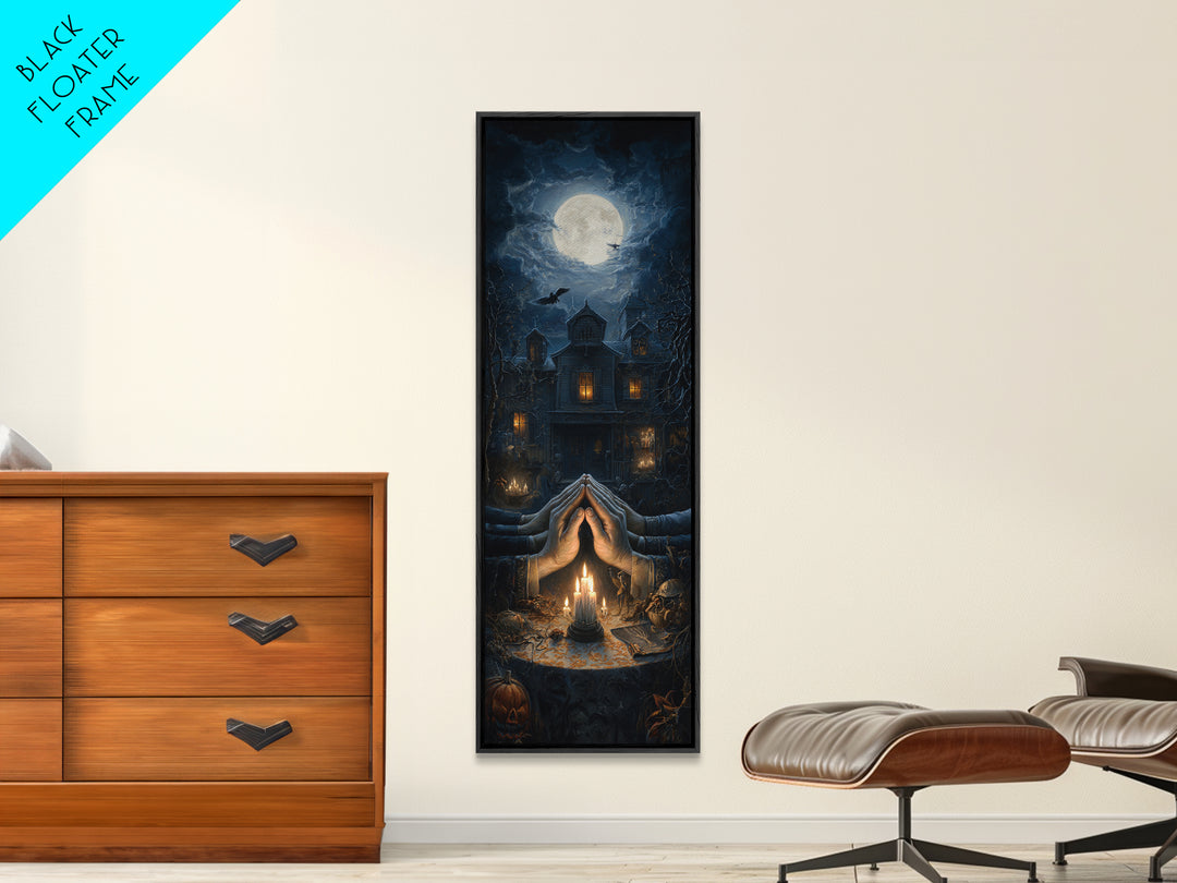 The Candlelit Seance, Tall Narrow Wall Art, Dark Fantasy Wall Art, Canvas Print, Halloween Wall Decor, Gothic Home Decor, Halloween Decor