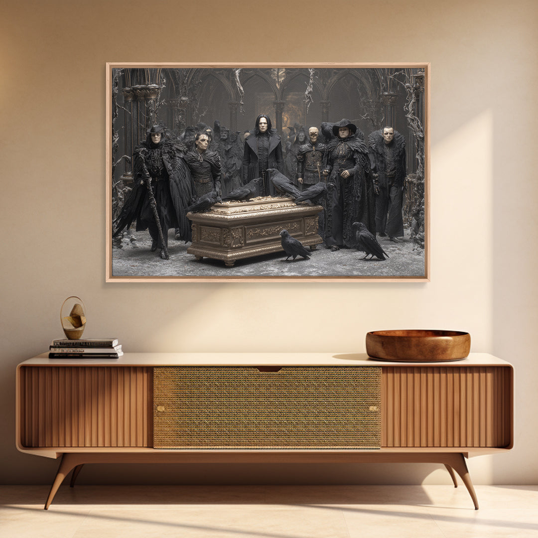 The Raven Funeral, Landscape Wall Art, Spooky Home Decor, Canvas Print, Halloween Wall Decor, Gothic Home Decor, Horror Wall Art