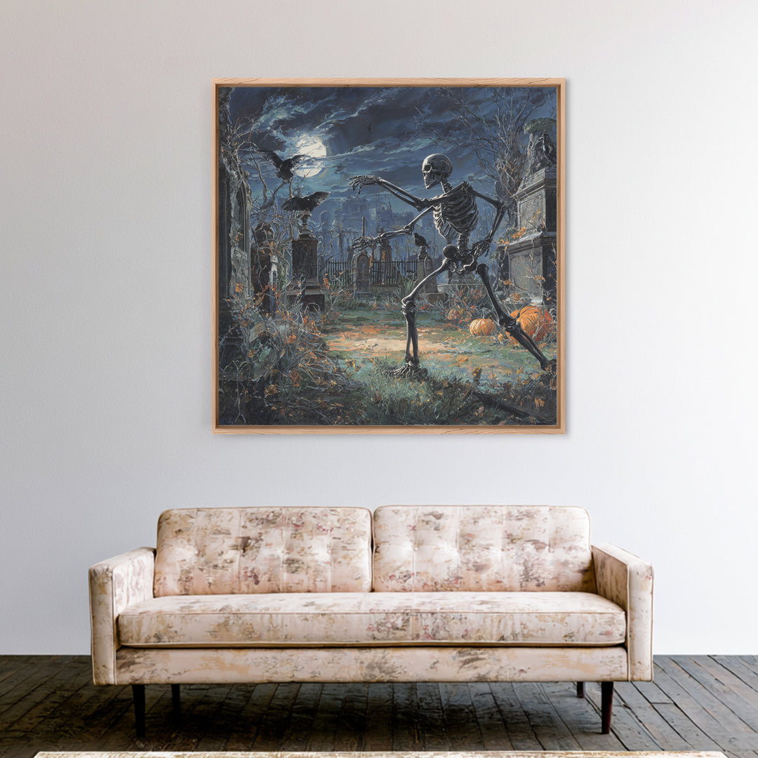 The Graveyard Dance, Square Wall Art, Dark Fantasy Wall Art, Canvas Print, Halloween Wall Decor, Gothic Home Decor, Statement Wall Art