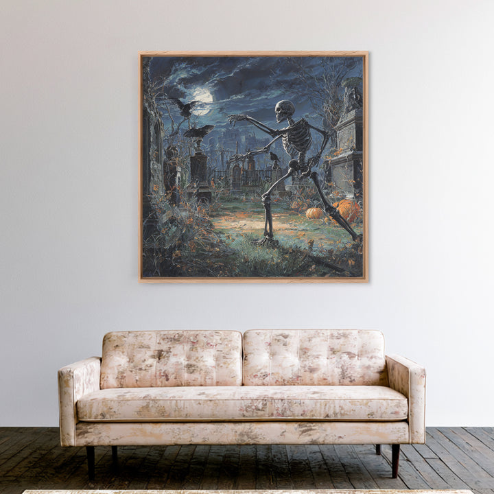 The Graveyard Dance, Square Wall Art, Dark Fantasy Wall Art, Canvas Print, Halloween Wall Decor, Gothic Home Decor, Statement Wall Art