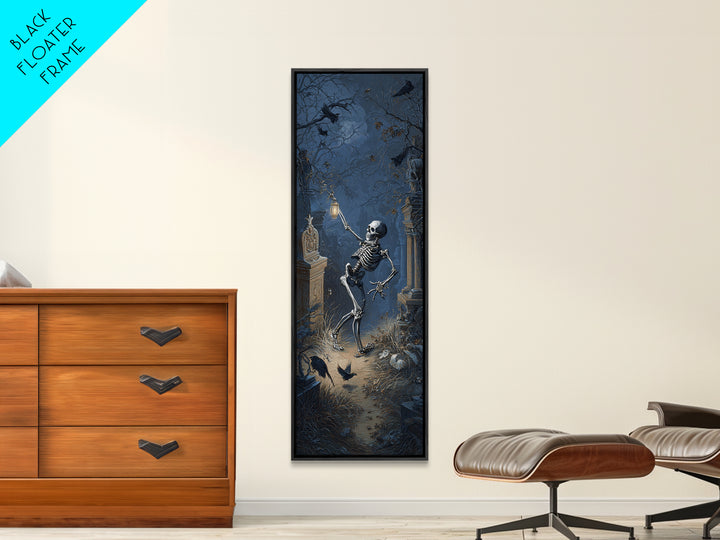 The Graveyard Dance, Tall Narrow Wall Art, Macabre Wall Art, Framed Canvas Print, Halloween Wall Decor, Gothic Home Decor