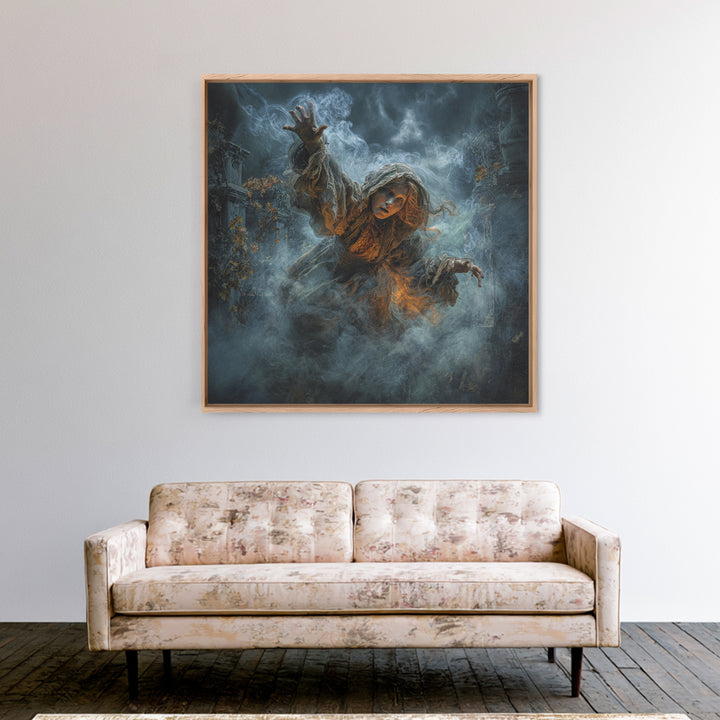 The Haunted Hayride, Square Wall Art, Haunted Gothic Art, Framed Canvas Print, Halloween Wall Decor, Gothic Home Decor, Statement Wall Art