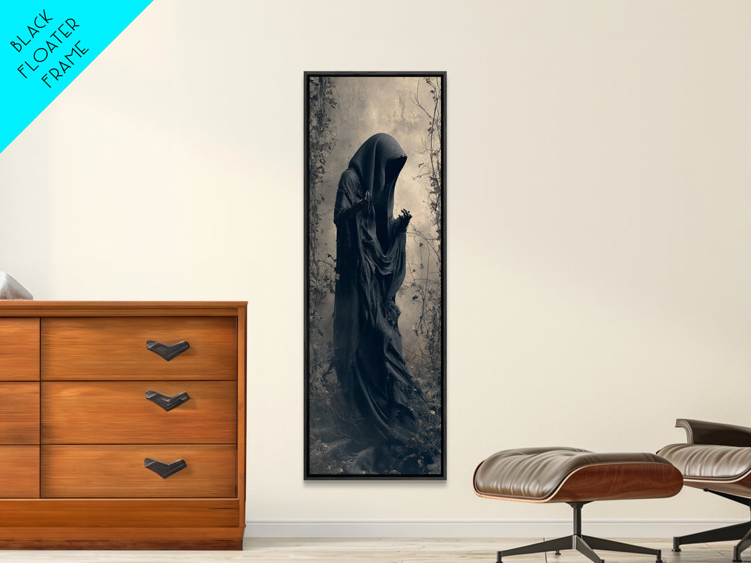 The Haunted Hayride, Tall Narrow Wall Art, Gothic Horror Wall Art, Framed Canvas Print, Halloween Wall Decor, Gothic Home Decor