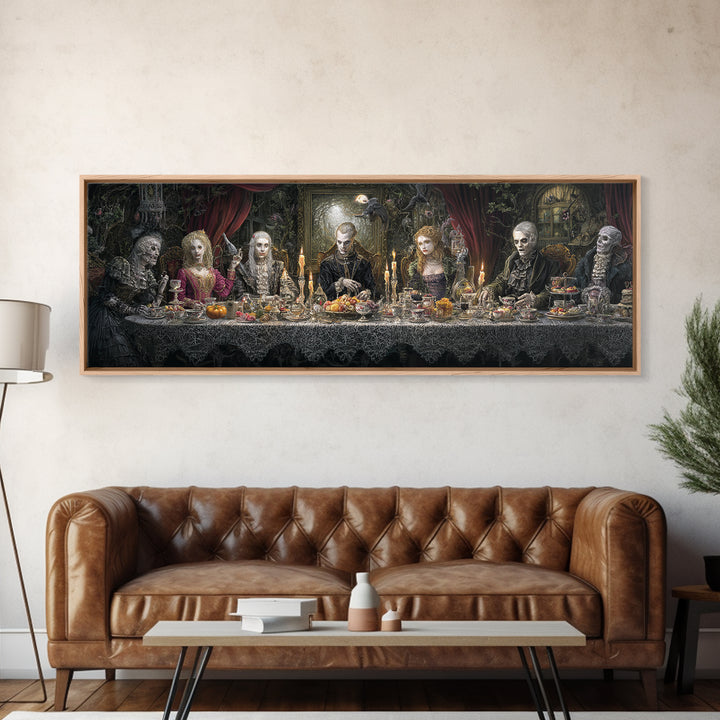 The Zombie Picnic, Extra Wide Wall Art, Dark Halloween Decor, Canvas Print, Halloween Wall Decor, Gothic Home Decor, Spooky Wall Decor
