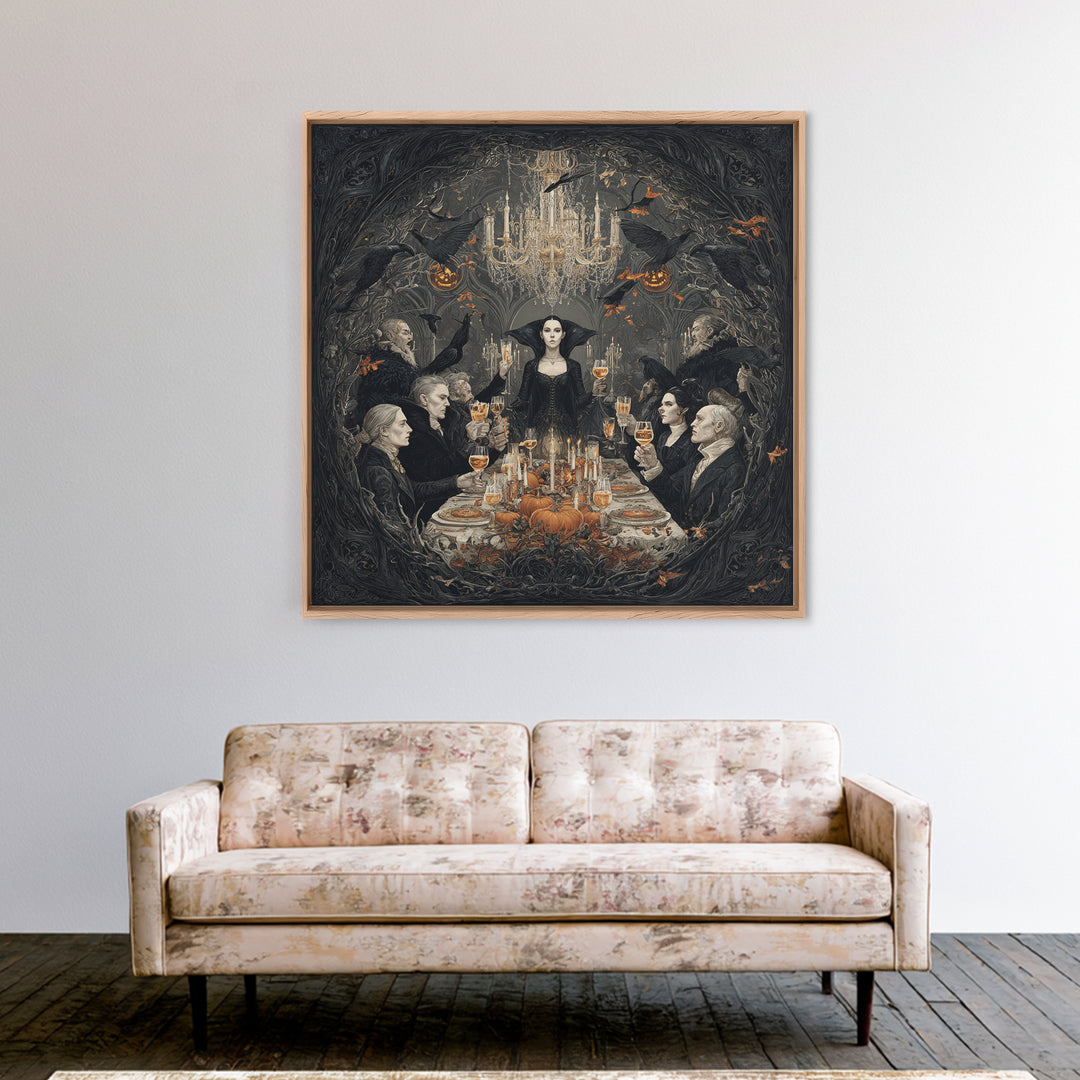 The Vampire Banquet, Square Wall Art, Dark Fantasy Wall Art, Canvas Print, Halloween Wall Decor, Gothic Home Decor, Seasonal Home Decor