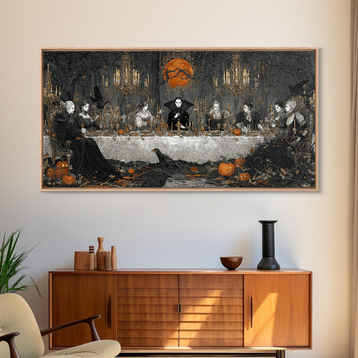 The Vampire Banquet, Wide Panoramic Art, Spooky Home Decor, Canvas Print, Halloween Wall Decor, Gothic Home Decor, Dark Fantasy Art