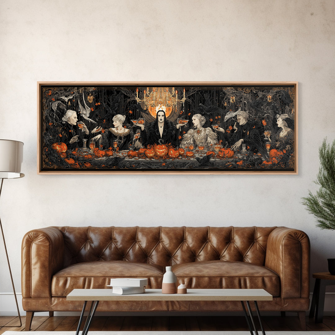 The Vampire Banquet, Extra Wide Wall Art, Dark Halloween Decor, Canvas Print, Halloween Wall Decor, Gothic Home Decor, Macabre Wall Art