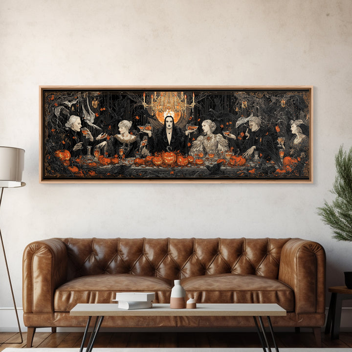 The Vampire Banquet, Extra Wide Wall Art, Dark Halloween Decor, Canvas Print, Halloween Wall Decor, Gothic Home Decor, Macabre Wall Art