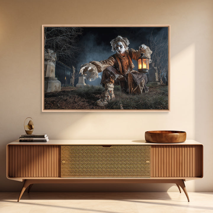 The Cemetery Lantern Festival, Landscape Wall Art, Macabre Wall Art, Framed Canvas Print, Halloween Wall Decor, Gothic Home Decor