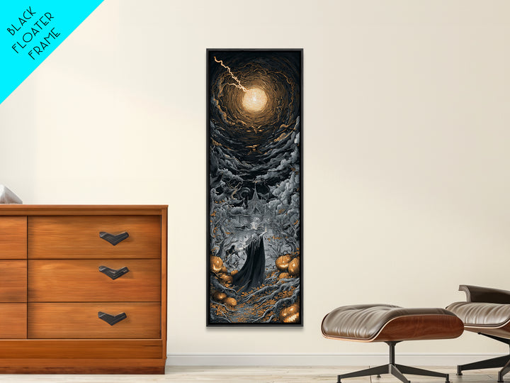 The Halloween Storm, Tall Narrow Wall Art, Dark Halloween Decor, Canvas Print, Halloween Wall Decor, Gothic Home Decor