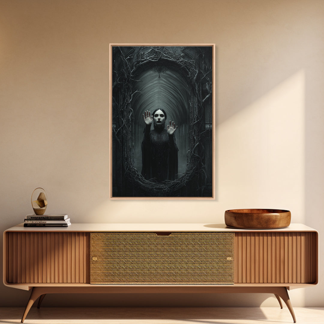 The Cursed Mirror, Vertical Wall Art, Dark Halloween Decor, Canvas Print, Halloween Wall Decor, Gothic Home Decor, Collectible Wall Decor