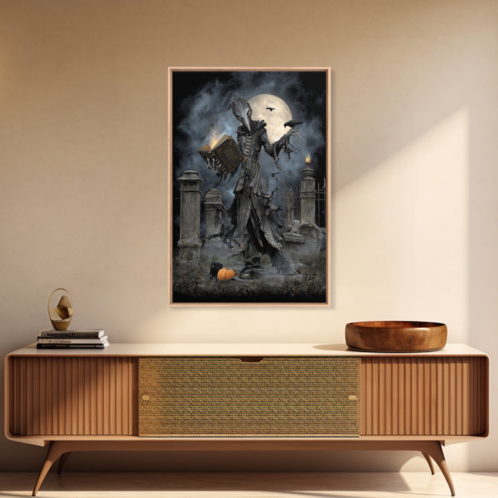 The Living Spellbook, Vertical Wall Art, Dark Fantasy Wall Art, Canvas Print, Halloween Wall Decor, Gothic Home Decor, Seasonal Home Decor