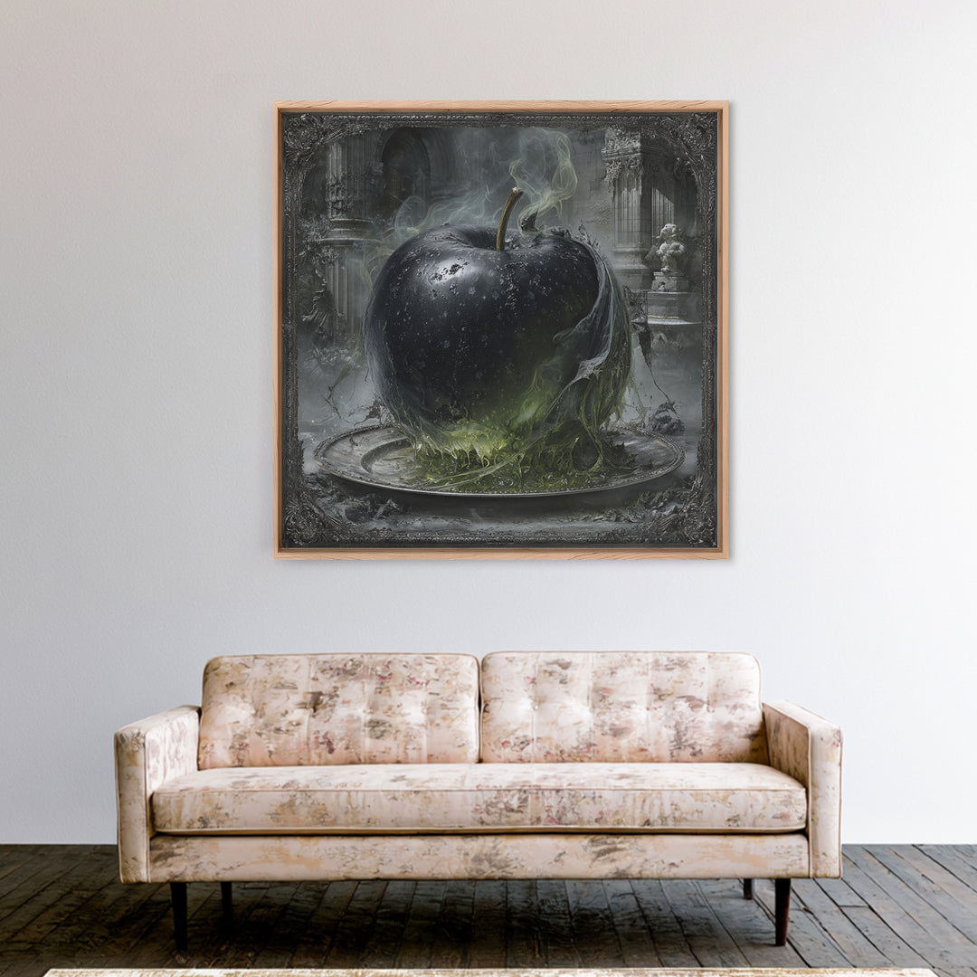 The Poisoned Apple, Square Wall Art, Spooky Home Decor, Canvas Print, Halloween Wall Decor, Gothic Home Decor, Dark Fantasy Art