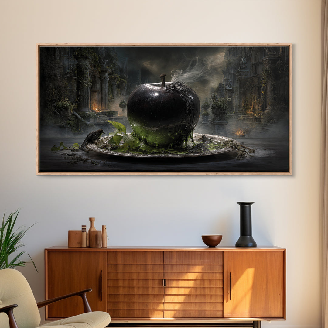 The Poisoned Apple, Wide Panoramic Art, Dark Fantasy Wall Art, Canvas Print, Halloween Wall Decor, Gothic Home Decor, Horror Wall Art