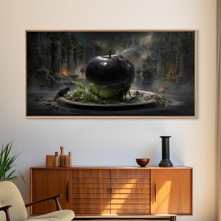 The Poisoned Apple, Wide Panoramic Art, Dark Fantasy Wall Art, Canvas Print, Halloween Wall Decor, Gothic Home Decor, Horror Wall Art