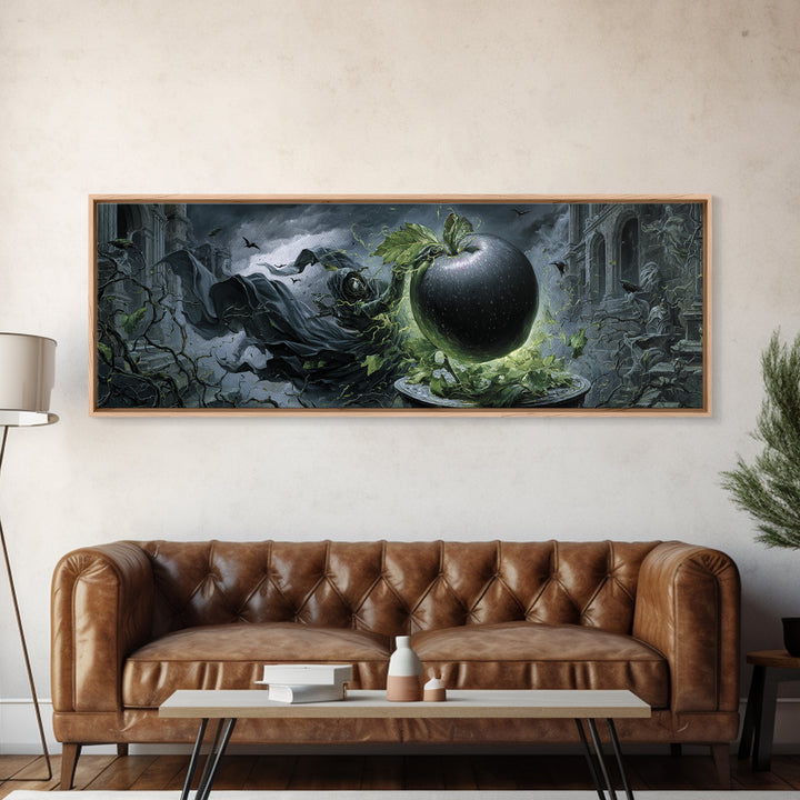 The Poisoned Apple, Extra Wide Wall Art, Dark Fantasy Wall Art, Canvas Print, Halloween Wall Decor, Gothic Home Decor, Statement Wall Art