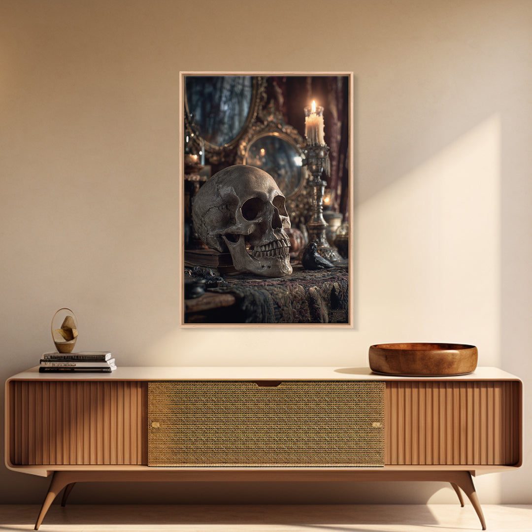 The Talking Skull, Vertical Wall Art, Dark Halloween Decor, Canvas Print, Halloween Wall Decor, Gothic Home Decor, Spooky Wall Decor