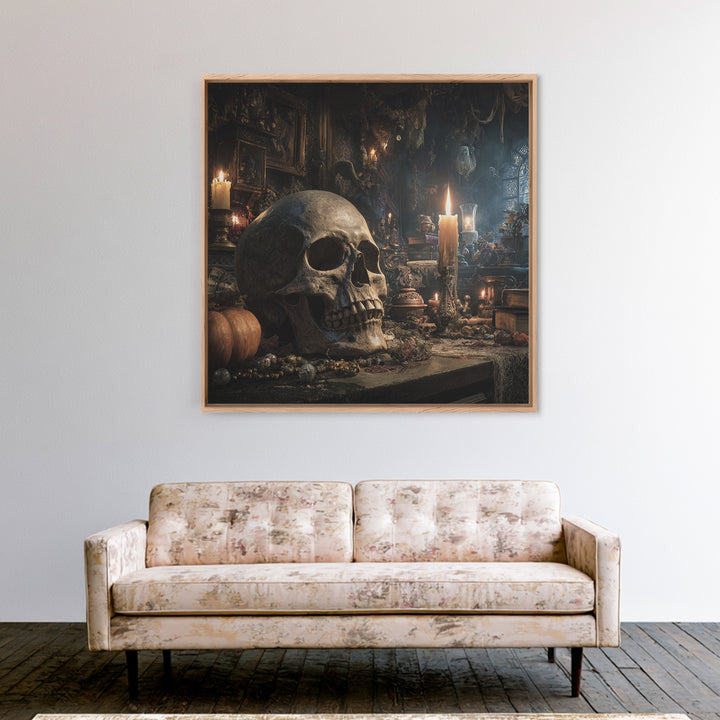 The Talking Skull, Square Wall Art, Spooky Home Decor, Canvas Print, Halloween Wall Decor, Gothic Home Decor, Halloween Decor