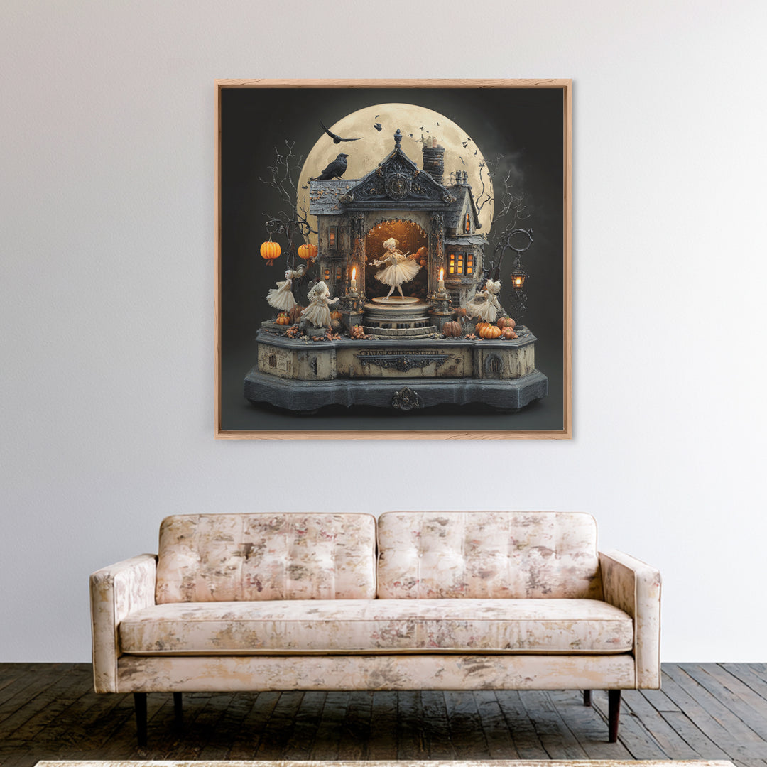 The Haunted Music Box, Square Wall Art, Dark Halloween Decor, Canvas Print, Halloween Wall Decor, Gothic Home Decor, Spooky Wall Decor