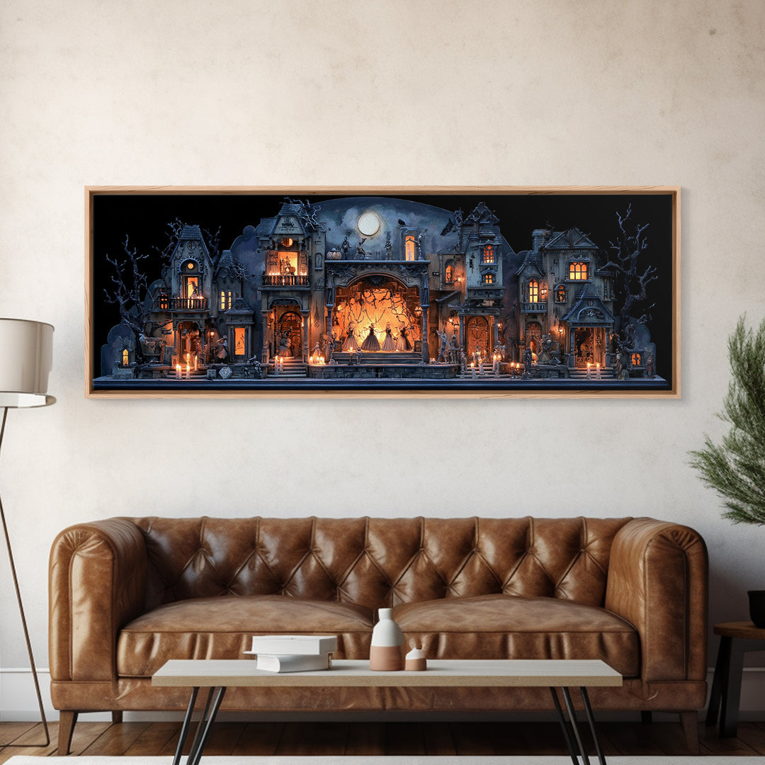 The Haunted Music Box, Extra Wide Wall Art, Spooky Home Decor, Canvas Print, Halloween Wall Decor, Gothic Home Decor, Horror Wall Art