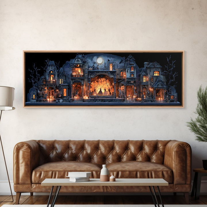 The Haunted Music Box, Extra Wide Wall Art, Spooky Home Decor, Canvas Print, Halloween Wall Decor, Gothic Home Decor, Horror Wall Art