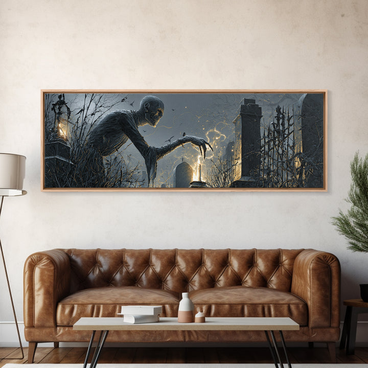 The Black Wax Candle, Extra Wide Wall Art, Dark Fantasy Wall Art, Canvas Print, Halloween Wall Decor, Gothic Home Decor, Statement Wall Art