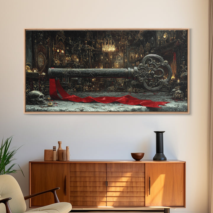 The Coffin Key, Wide Panoramic Art, Dark Halloween Decor, Canvas Print, Halloween Wall Decor, Gothic Home Decor, Statement Wall Art