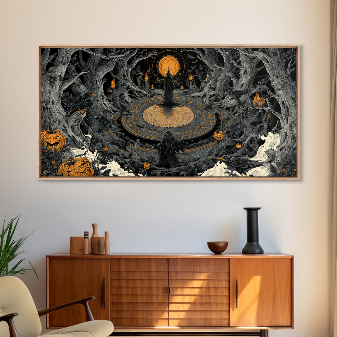 The Antique Spirit Board, Wide Panoramic Art, Dark Fantasy Wall Art, Canvas Print, Halloween Wall Decor, Gothic Home Decor, Macabre Wall Art