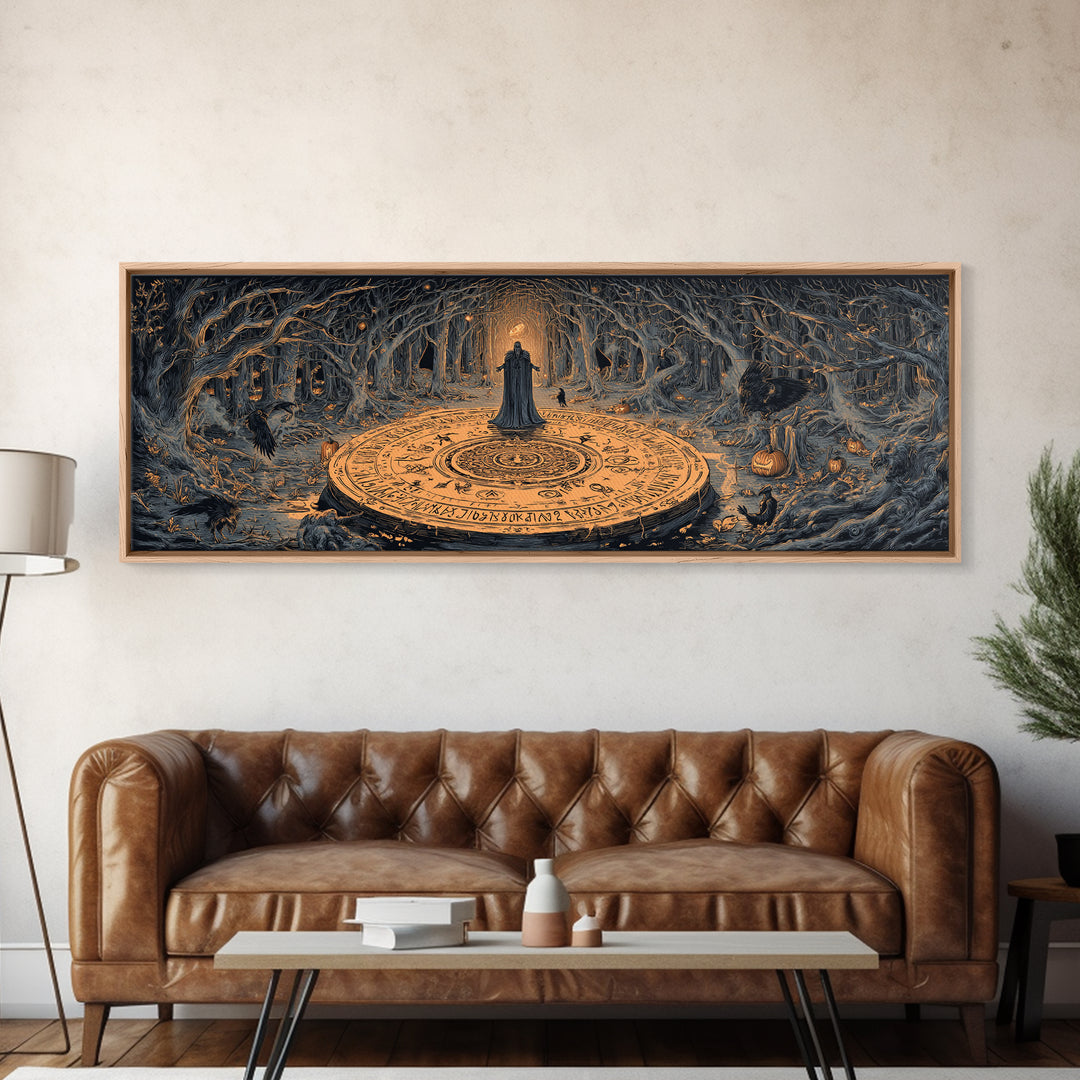 The Antique Spirit Board, Extra Wide Wall Art, Haunted Gothic Art, Framed Canvas Print, Halloween Wall Decor, Gothic Home Decor