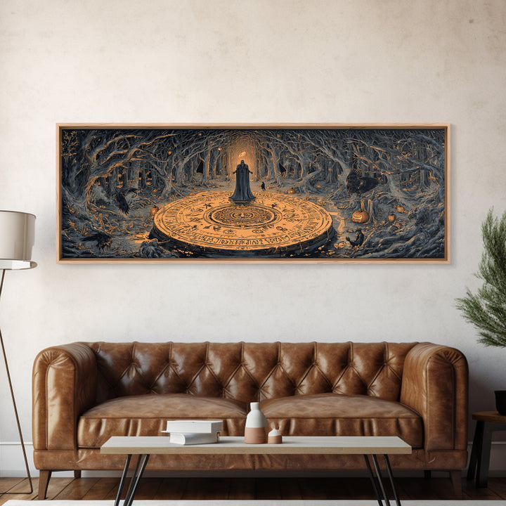 The Antique Spirit Board, Extra Wide Wall Art, Haunted Gothic Art, Framed Canvas Print, Halloween Wall Decor, Gothic Home Decor