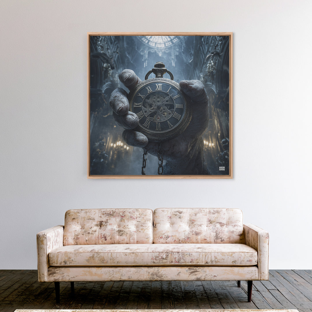 The Cursed Pocket Watch, Square Wall Art, Dark Halloween Decor, Canvas Print, Halloween Wall Decor, Gothic Home Decor