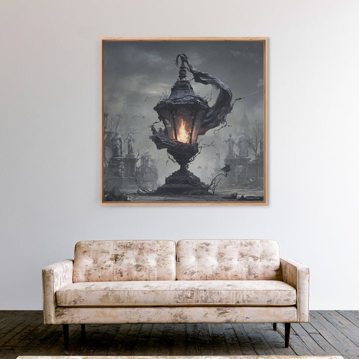 The Bone-Handled Lantern, Square Wall Art, Dark Fantasy Wall Art, Canvas Print, Halloween Wall Decor, Gothic Home Decor