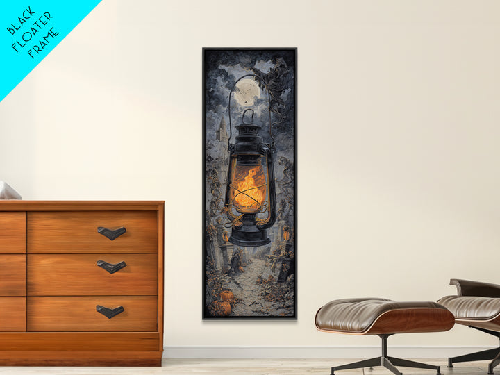 The Bone-Handled Lantern, Tall Narrow Wall Art, Spooky Home Decor, Canvas Print, Halloween Wall Decor, Gothic Home Decor, Halloween Decor