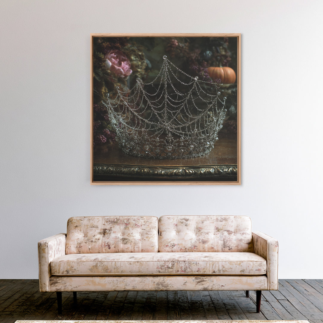 The Spiderweb Crown, Square Wall Art, Dark Halloween Decor, Canvas Print, Halloween Wall Decor, Gothic Home Decor, Spooky Wall Decor