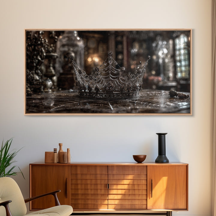 The Spiderweb Crown, Wide Panoramic Art, Spooky Home Decor, Canvas Print, Halloween Wall Decor, Gothic Home Decor, Collectible Wall Decor