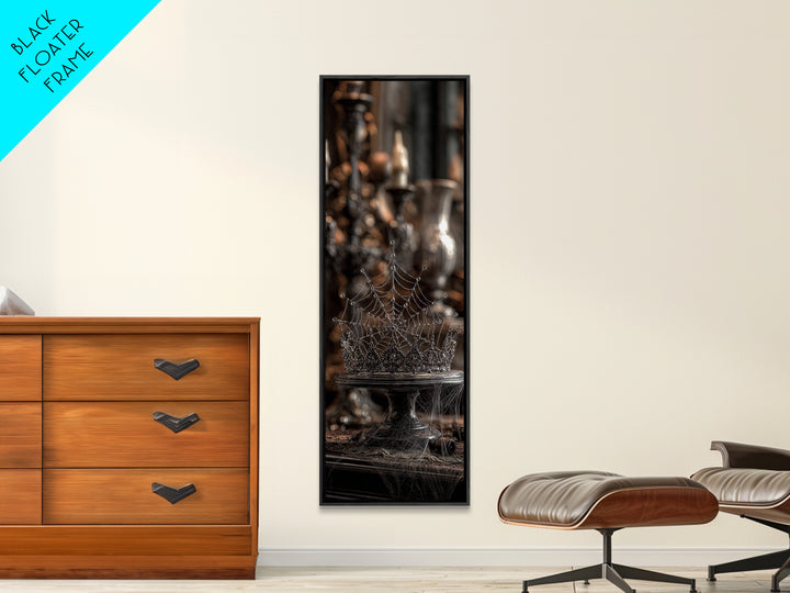 The Spiderweb Crown, Tall Narrow Wall Art, Dark Halloween Decor, Canvas Print, Halloween Wall Decor, Gothic Home Decor, Halloween Wall Art