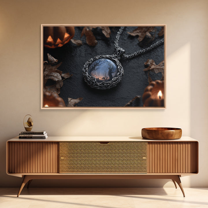The Moonstone Amulet, Landscape Wall Art, Dark Halloween Decor, Canvas Print, Halloween Wall Decor, Gothic Home Decor, Statement Wall Art