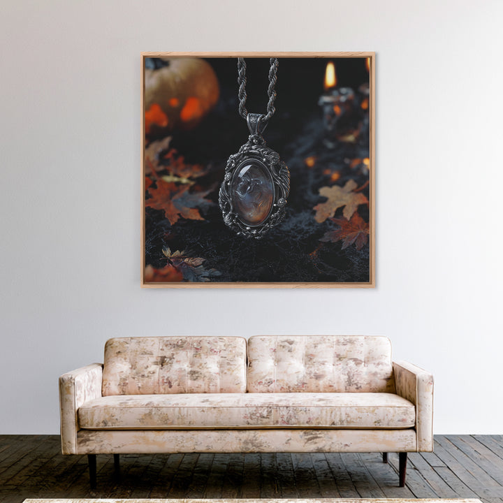 The Moonstone Amulet, Square Wall Art, Spooky Home Decor, Canvas Print, Halloween Wall Decor, Gothic Home Decor, Spooky Wall Decor
